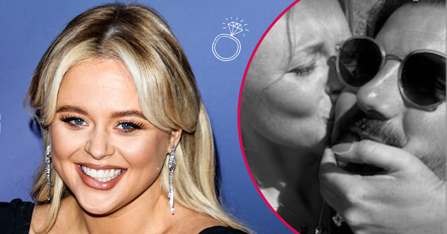 Emily Atack smiling and kissing boyfriend Alistair