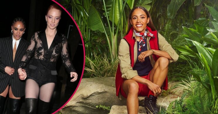 Alex Scott and Jess Glynne holding hands / Alex Scott smiling