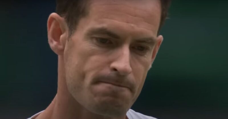 An emotional Andy Murray during Wimbledon
