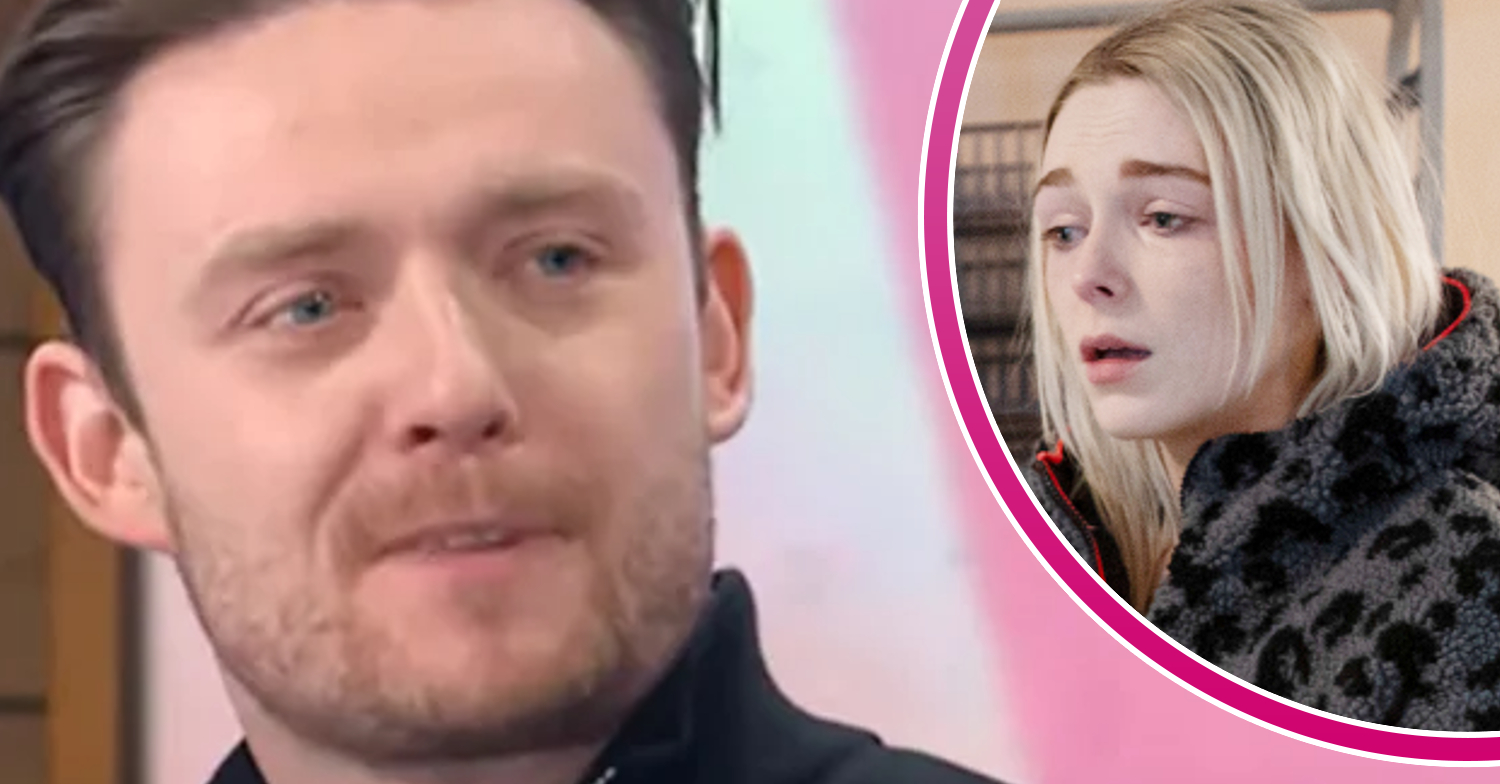 Coronation Street's Calum Lill, and in a bubble is Lauren Bolton