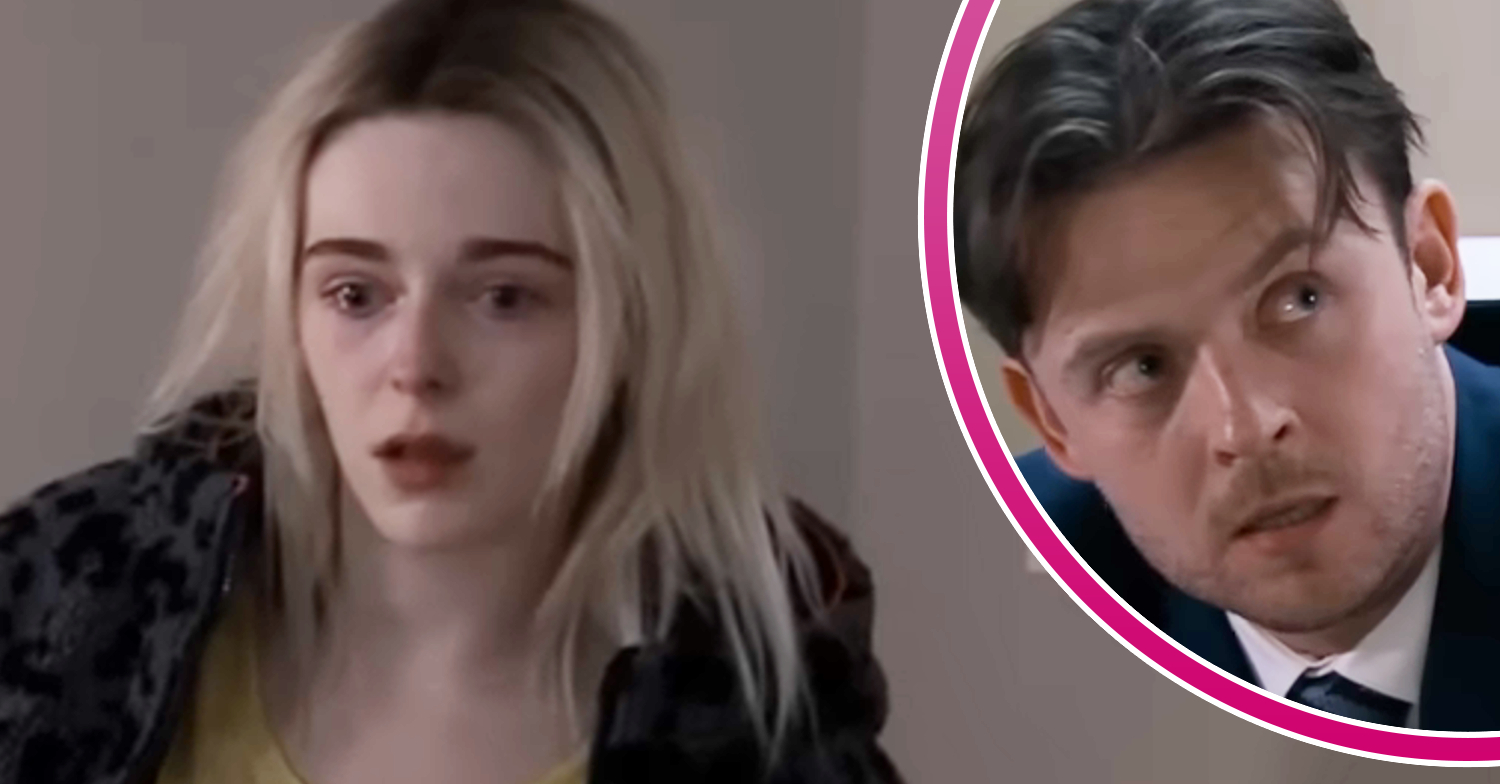 Coronation Street's Lauren, and in a bubble is Joel