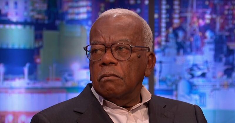 Sir Trevor McDonald looking sad on the Jonathan Ross Show
