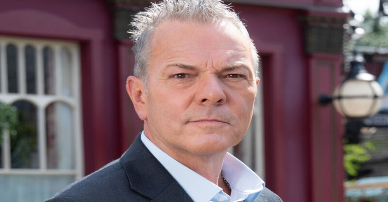 EastEnders' David Wicks outside of The Vic in a promo shot