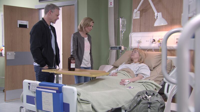 Nick and Leanne watch over Toyah in hospital on Corrie