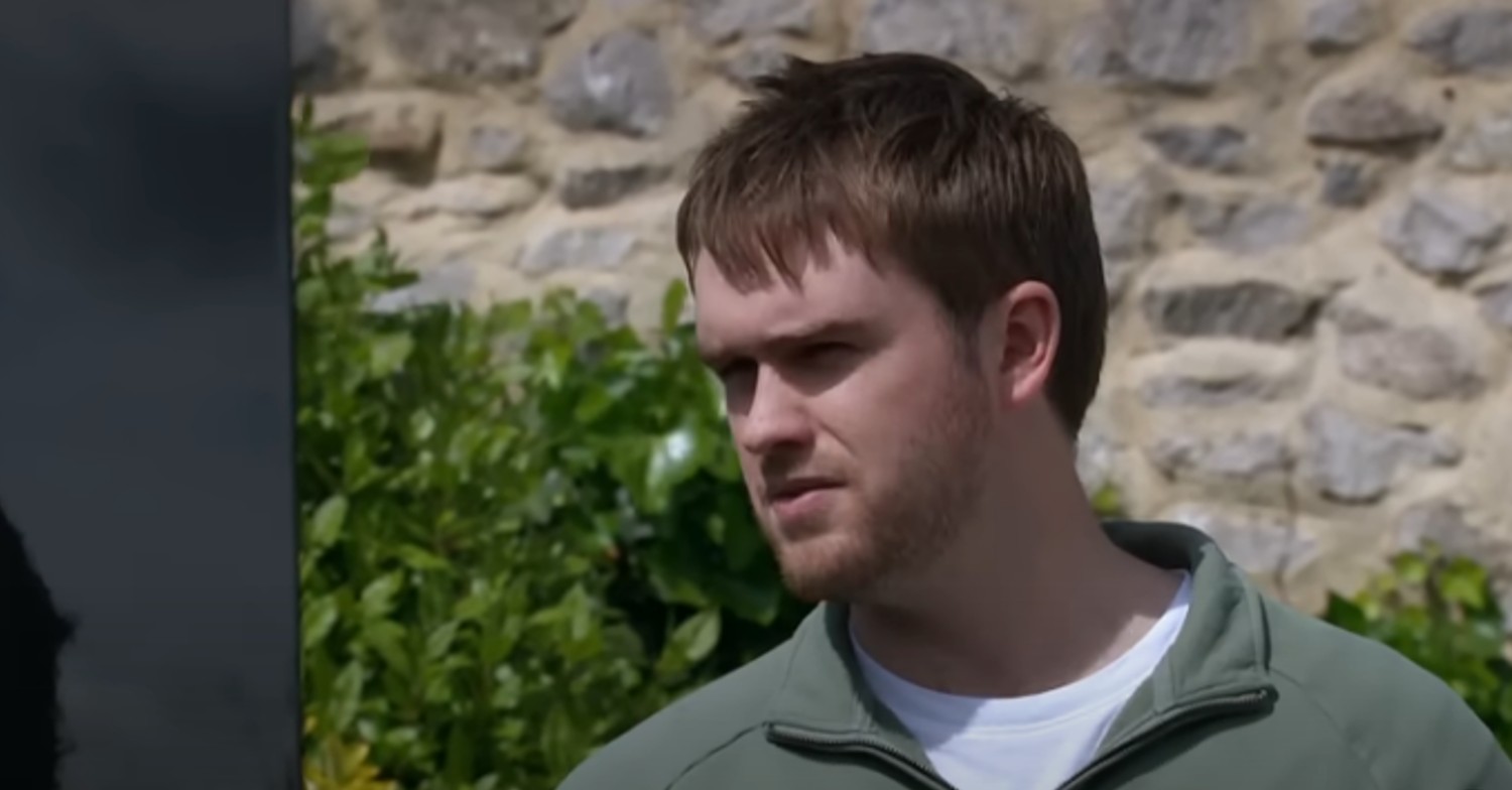 Tom looking shifty on Emmerdale