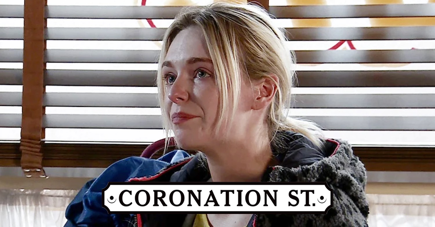 Lauren looks upset on Coronation Street; soap logo inset (Credit: ITV/Composite: ED!)