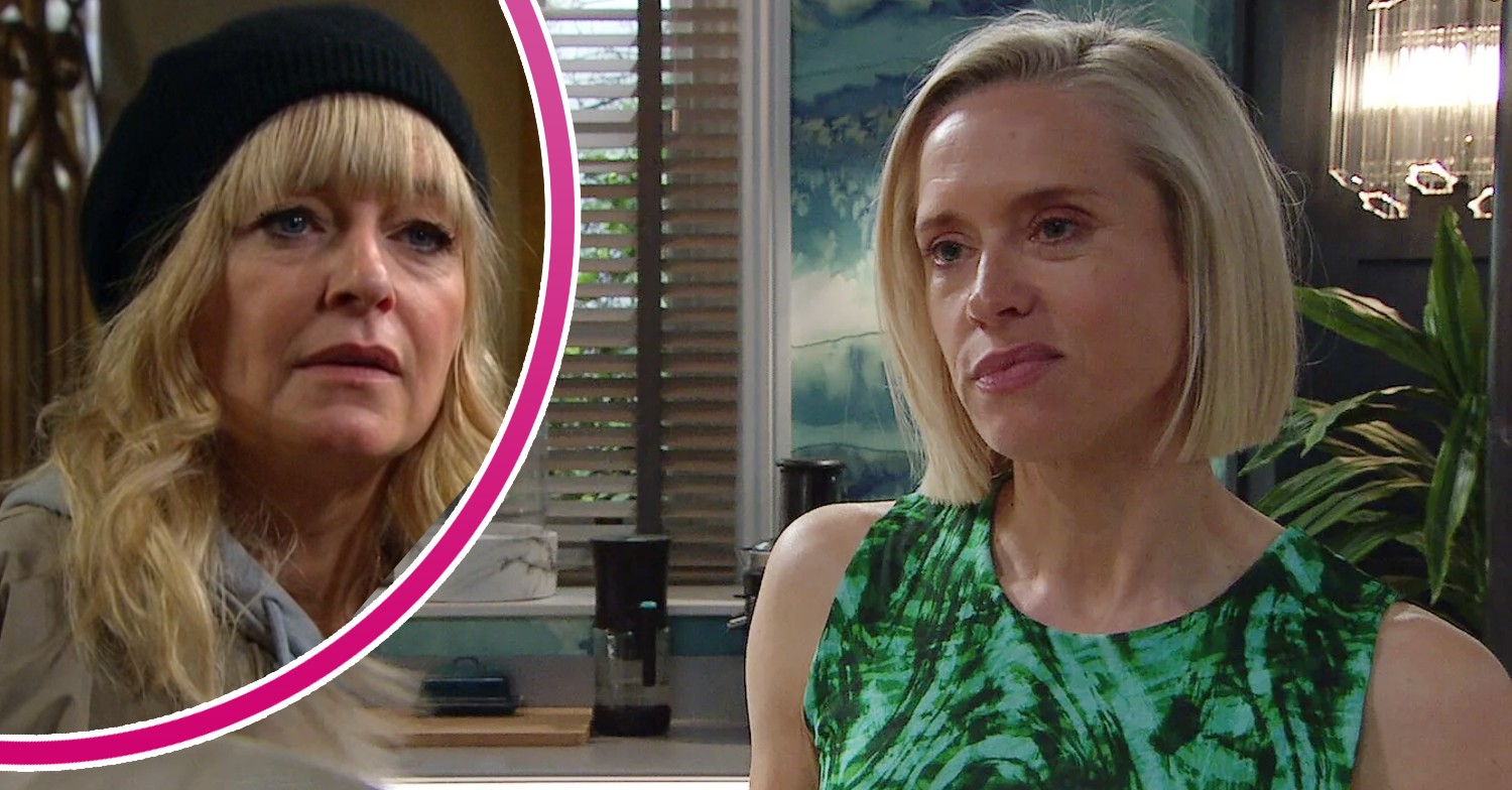 Ruby looks smug on Emmerdale; inset, Rose looking worried (Credit: ITV/Composite: ED!)