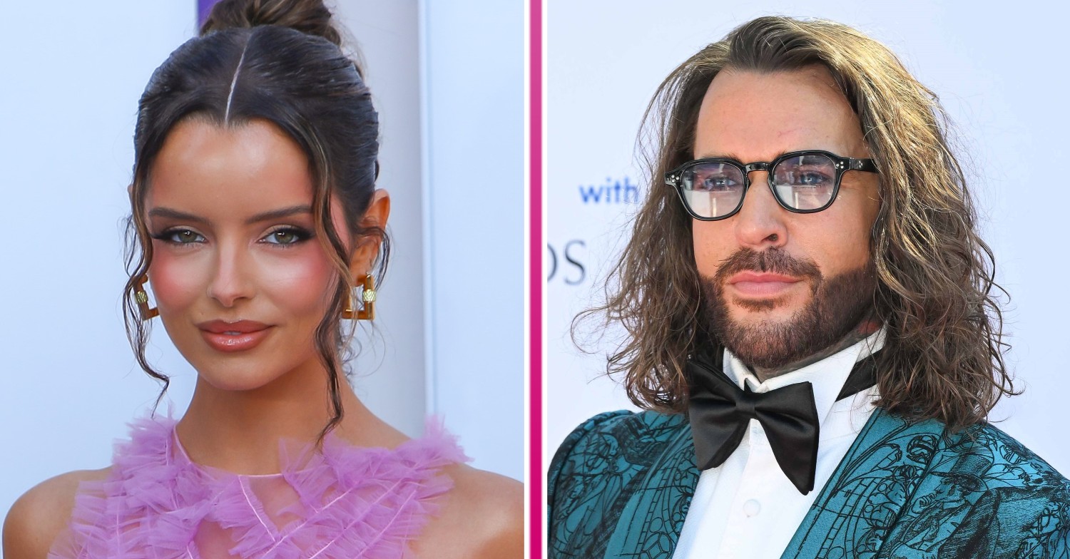 Maura Higgins and Pete Wicks posing at different events in ED composite