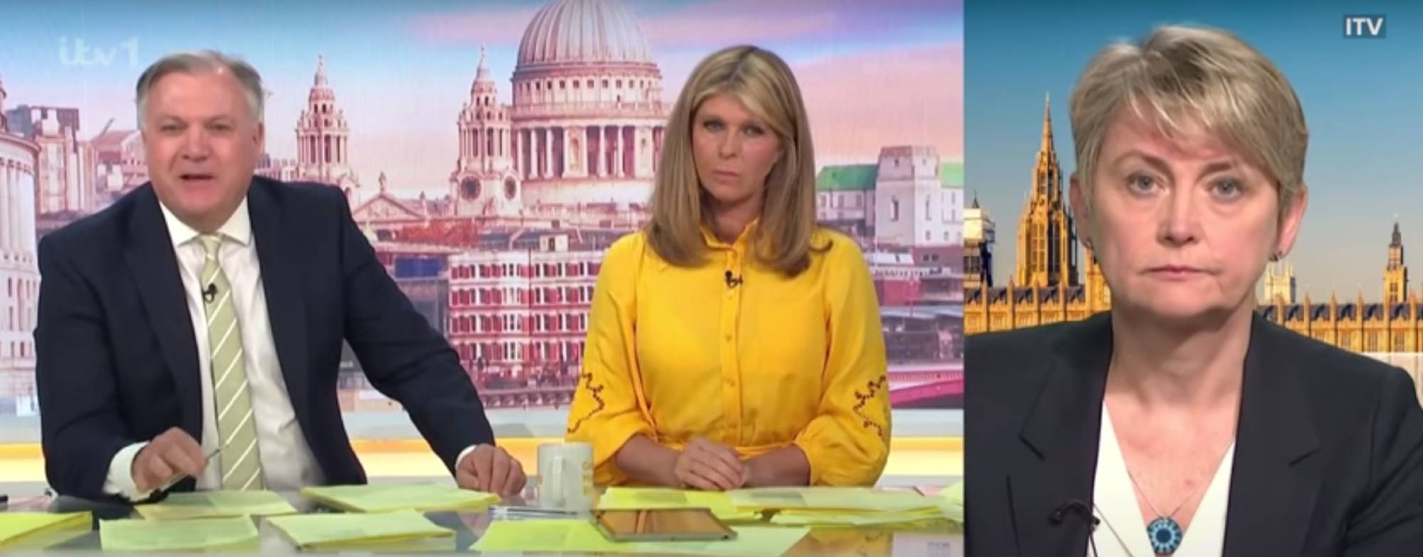 GMB hosts Ed Balls and Kate Garraway speak with Yvette Cooper