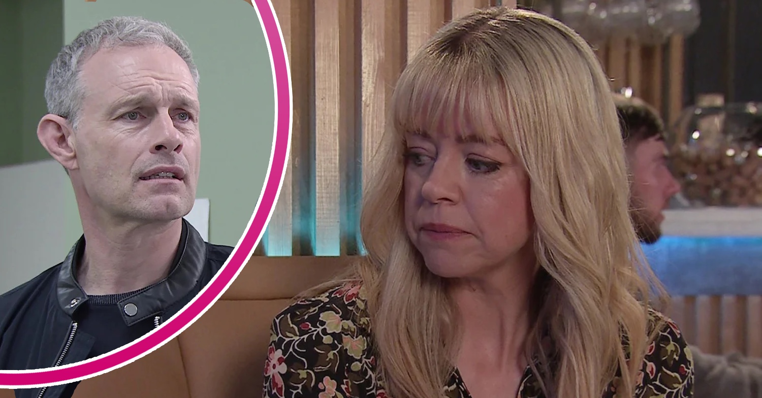 Coronation Street's Toyah, and in a bubble is Nick