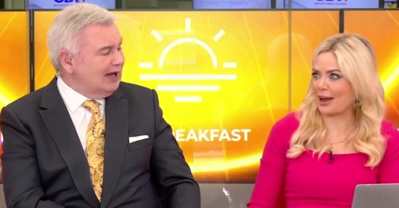 Eamonn Holmes and Ellie Costello laughing on GB news