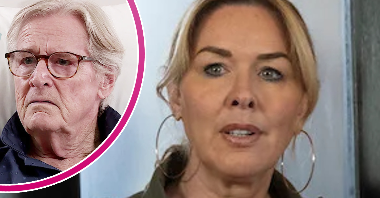 Coronation Street's Cassie, and in a bubble is Ken