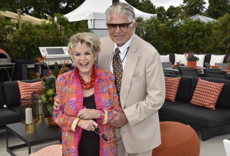 Gloria Hunniford smiling with husband Stephen Way at Chelsea Flower Show