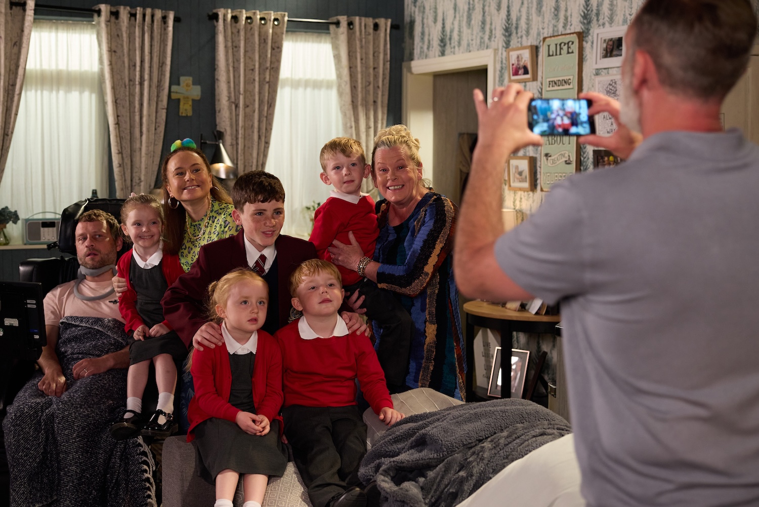 Paul, Gemma and Bernie with the quads first day of school Corrie