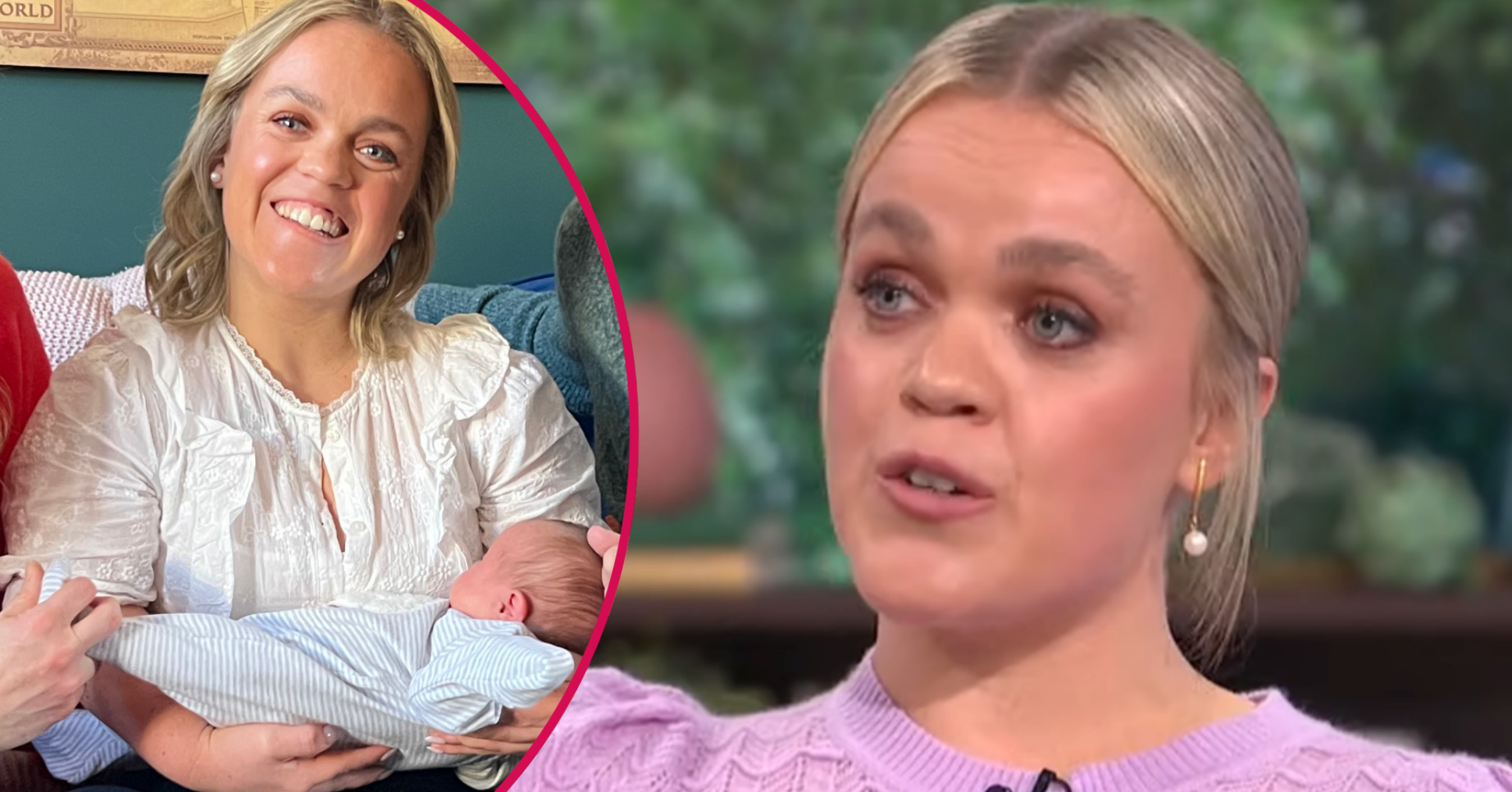 Ellie Simmonds holding a baby and speaking on This Morning