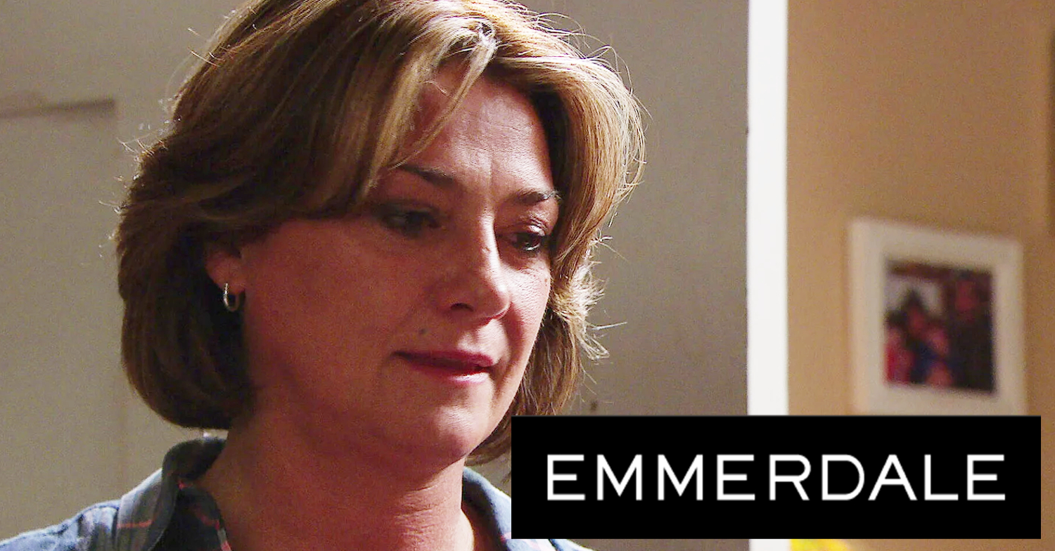 Emmerdale's Moira, the Emmerdale logo