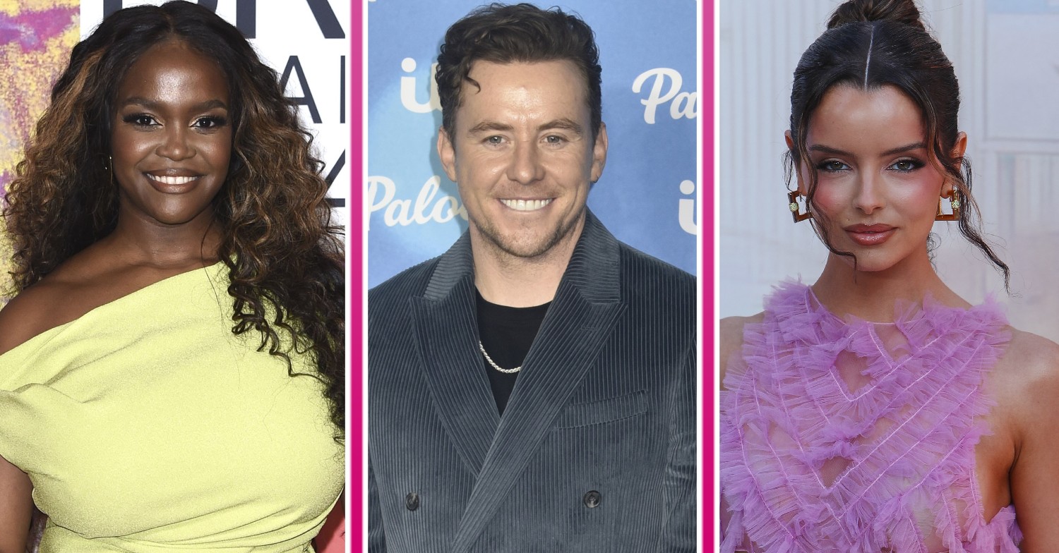 Oti Mabuse, Danny Jones and Maura Higgins smiling at event