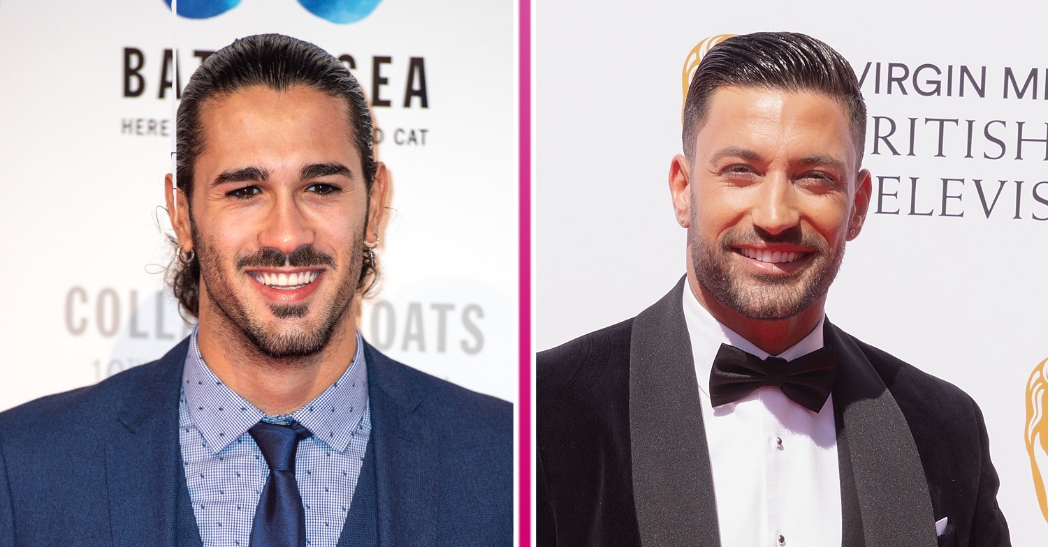 Graziano di Prima smiling in a blue suit / Giovanni pernice smiling in a tuxedo