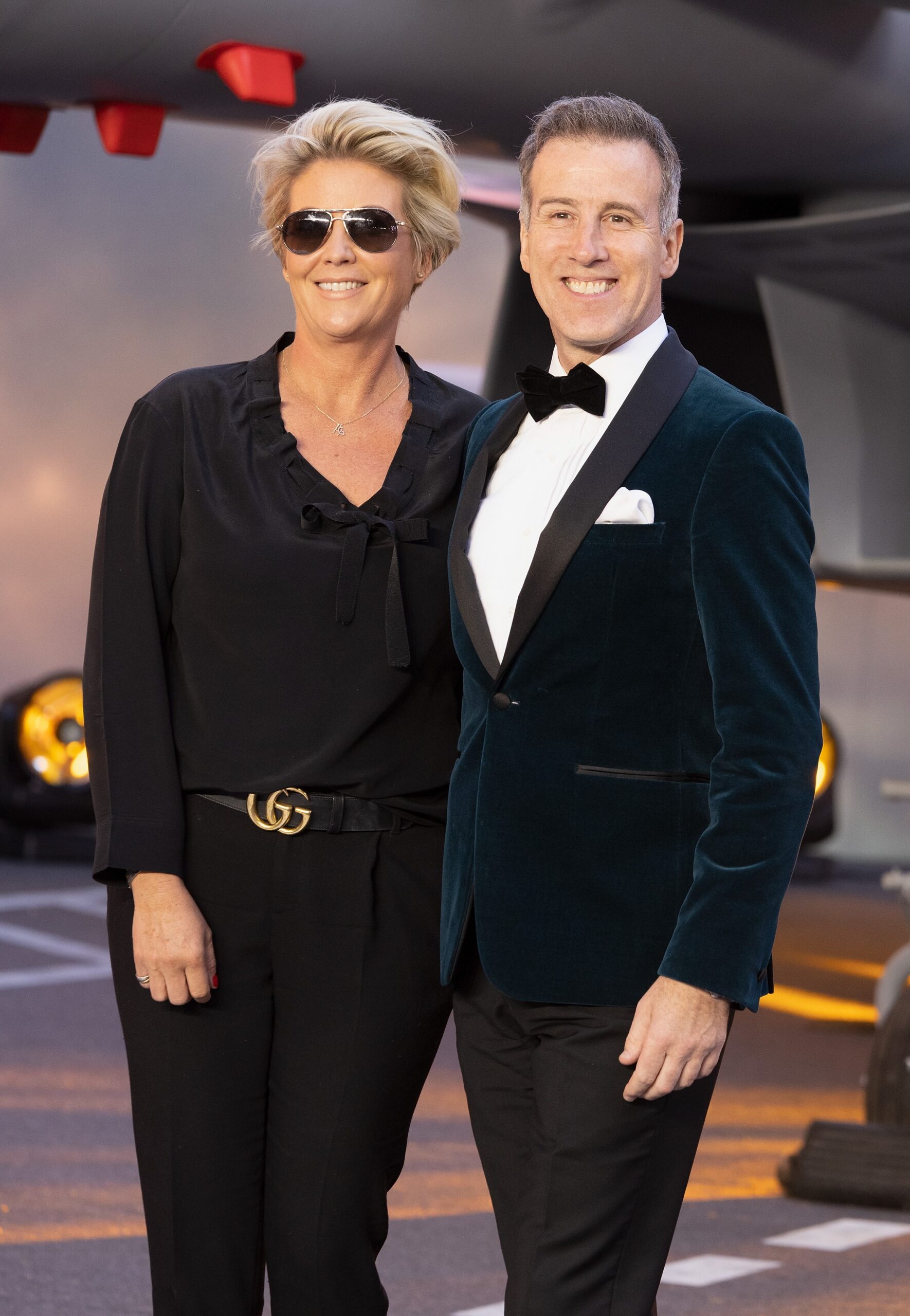 Anton Du Beke smiling with wife Hannah at movie premiere