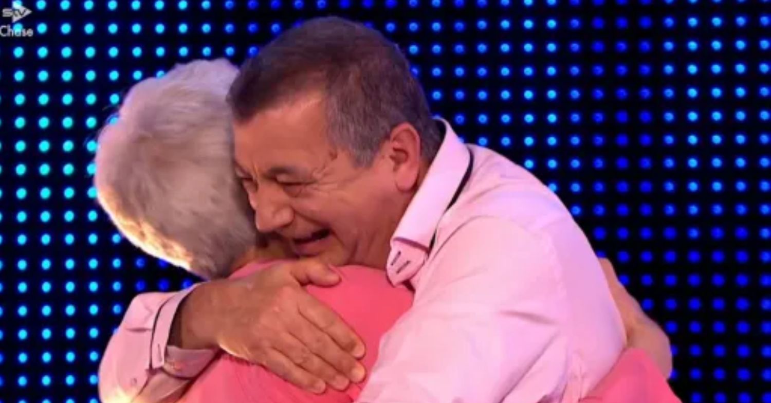 Karen and Ian hugging on The Chase