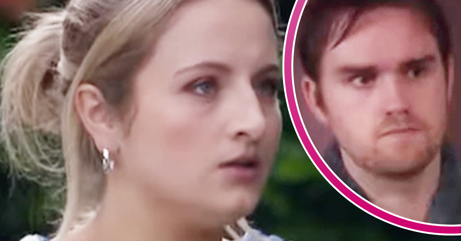 Emmerdale's Amelia, and in a bubble is Tom