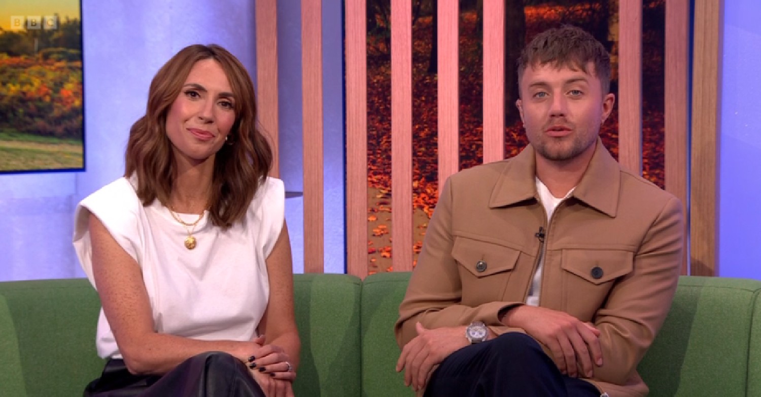 Alex Jones and Roman Kemp smiling on The One Show
