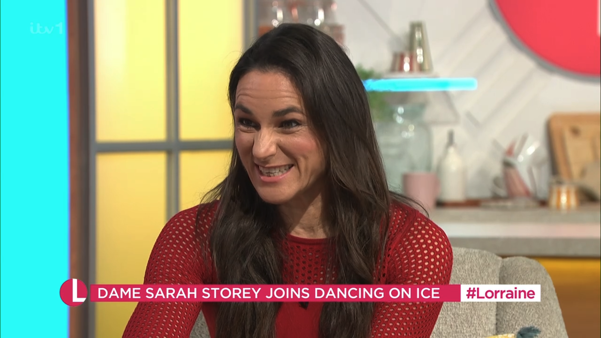 Dame Sarah Storey on Lorraine in a red dress