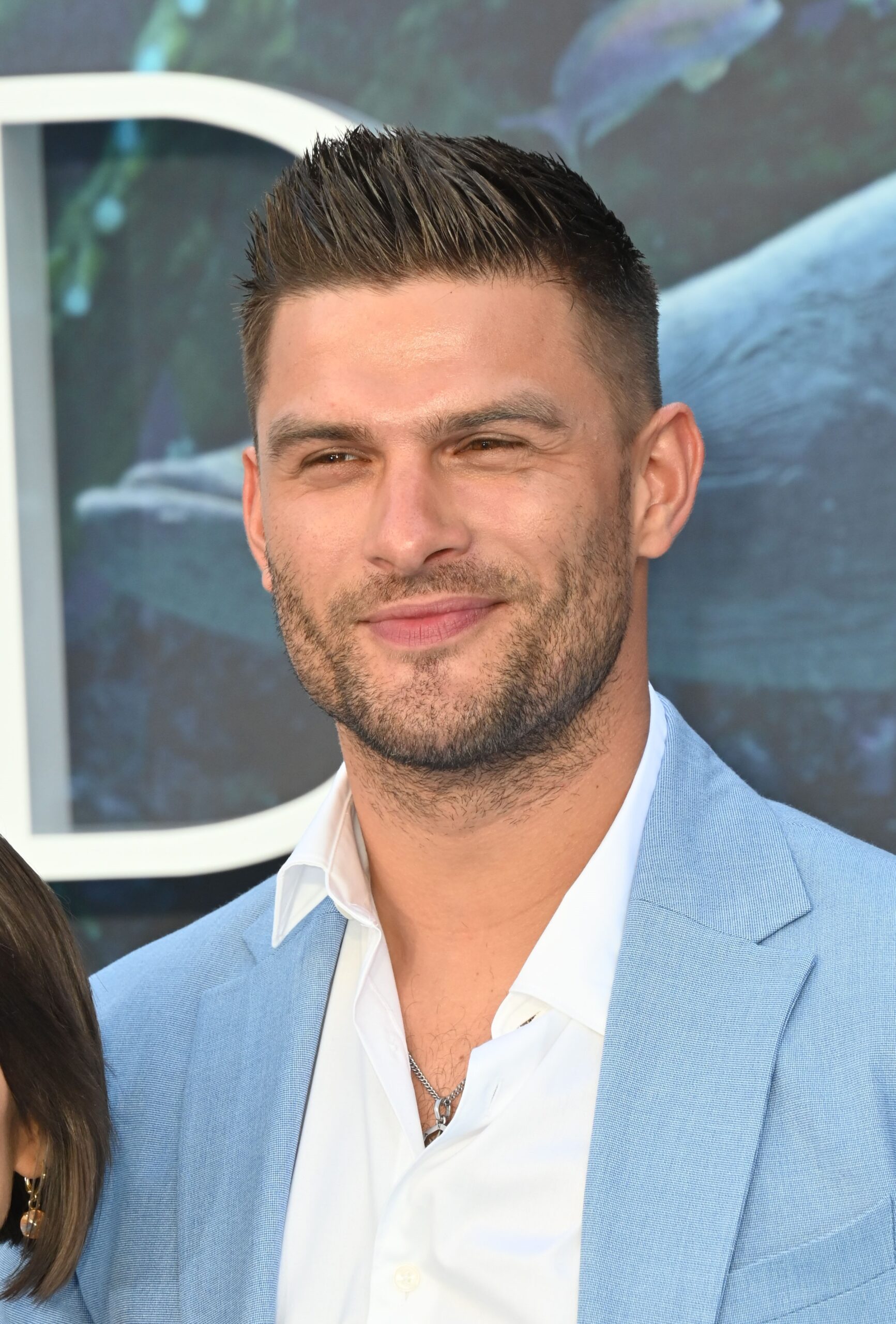 Strictly star Aljaz Skorjanec smiling at film premiere