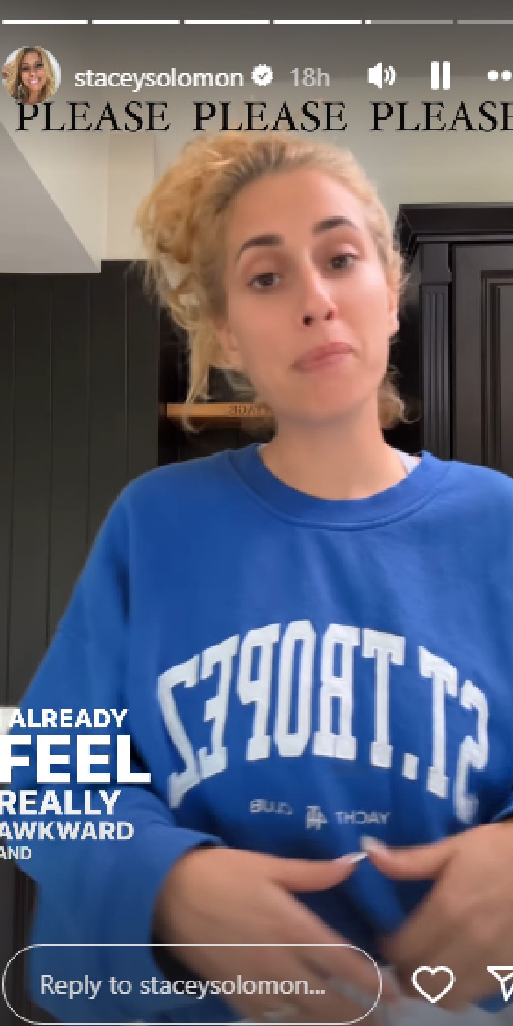 Stacey Solomon talking to the camera on her Instagram Stories