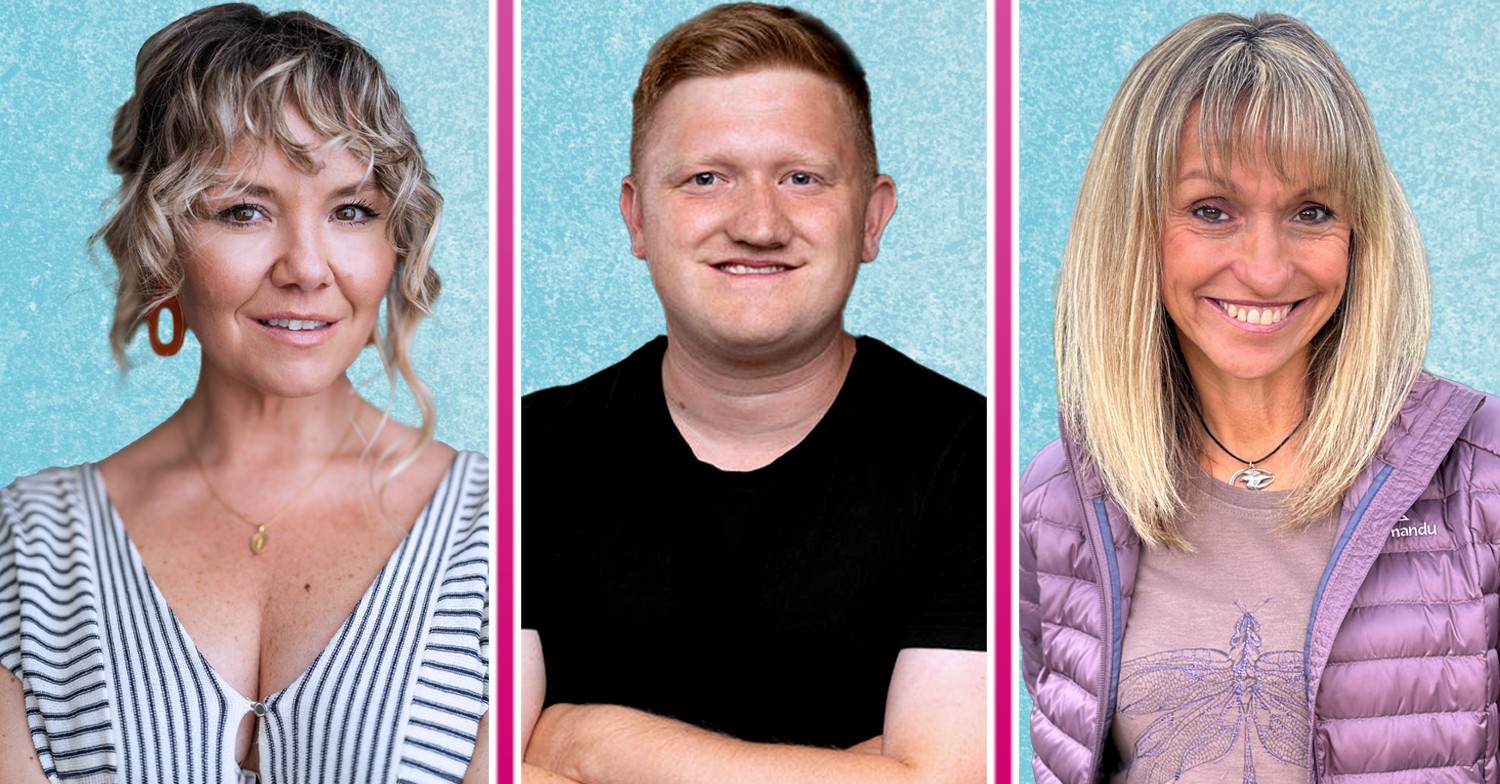 Charlie Brooks Sam Aston Michaela Strachan in their Dancing On Ice headshots