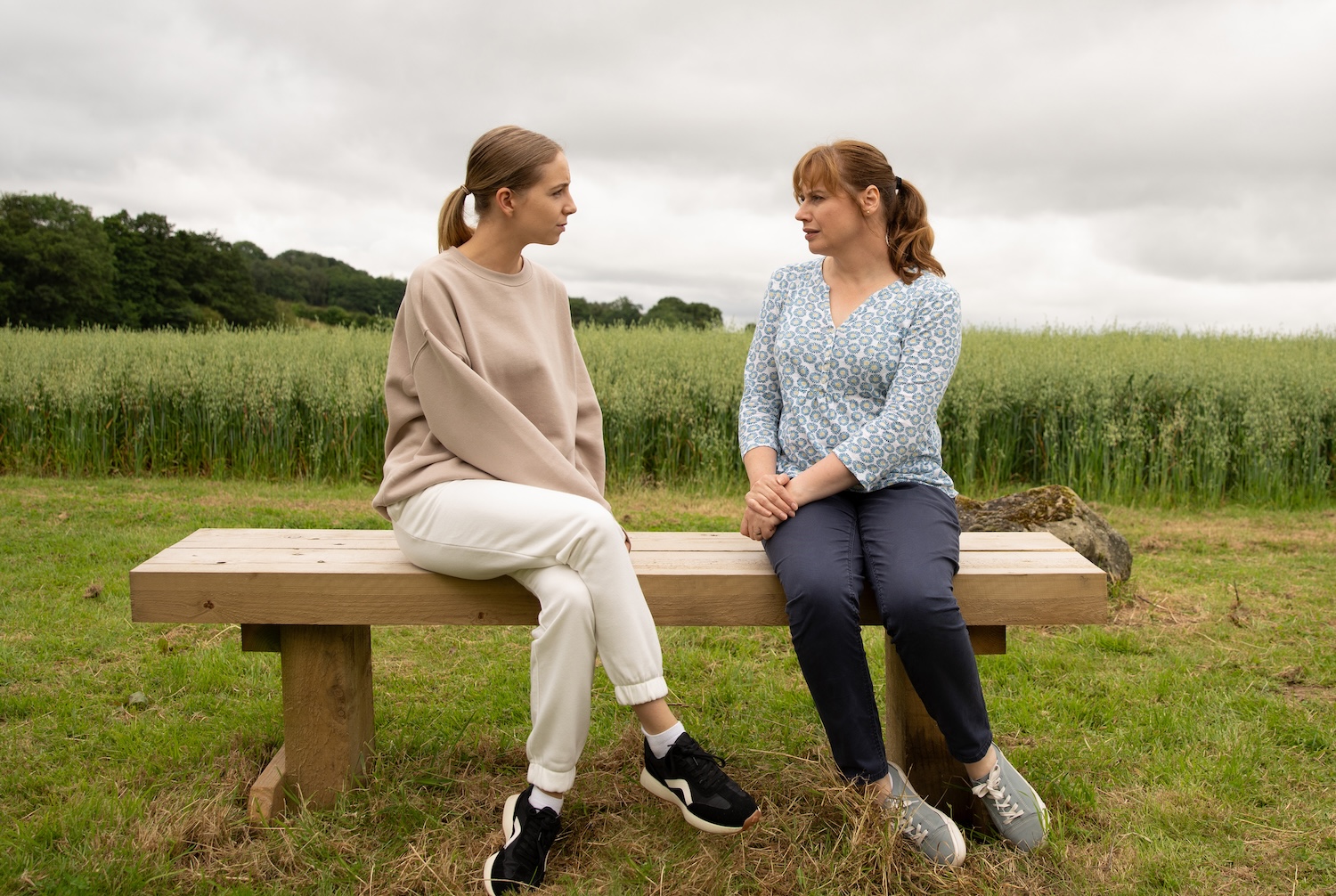 Emmerdale's Lydia and Belle are talking outside