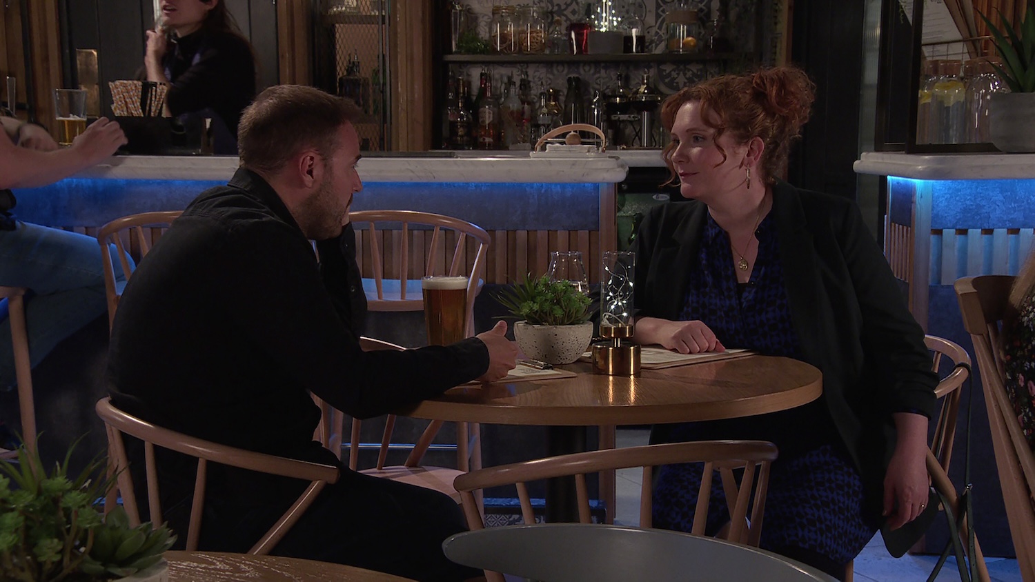 Fiz and Tyrone sit down for a meal in Coronation Street