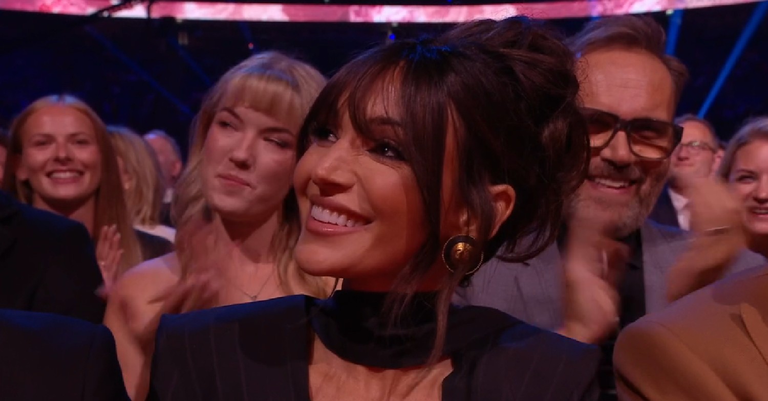Michelle Keegan smiling in the audience at the NTAs
