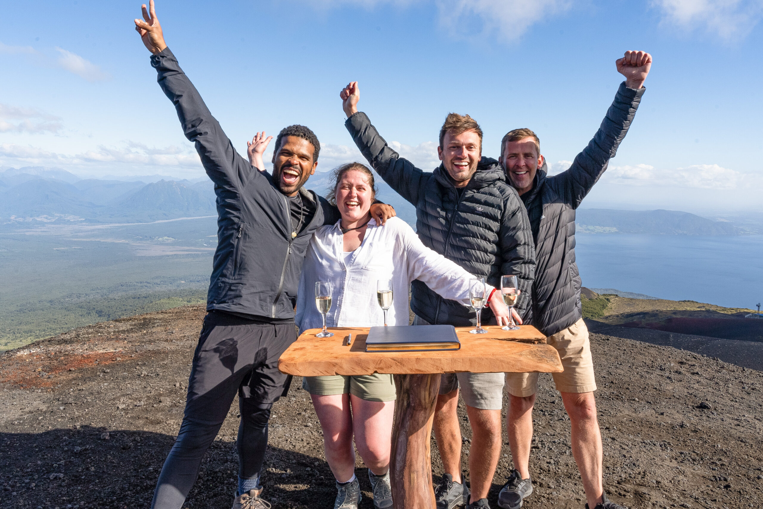 Celebrity Race Across the World stars at the finish line looking happy and tired