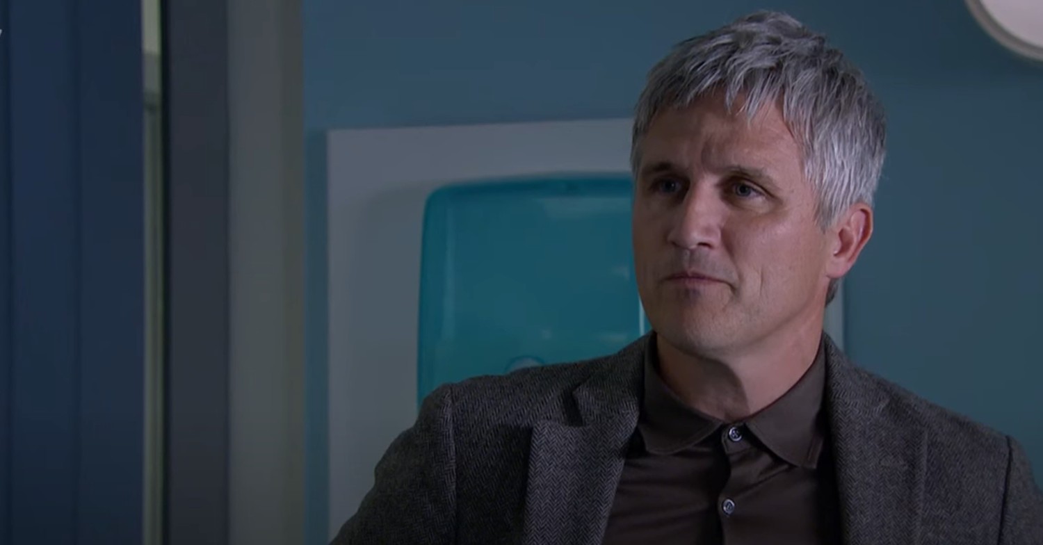 Caleb looking shifty on Emmerdale