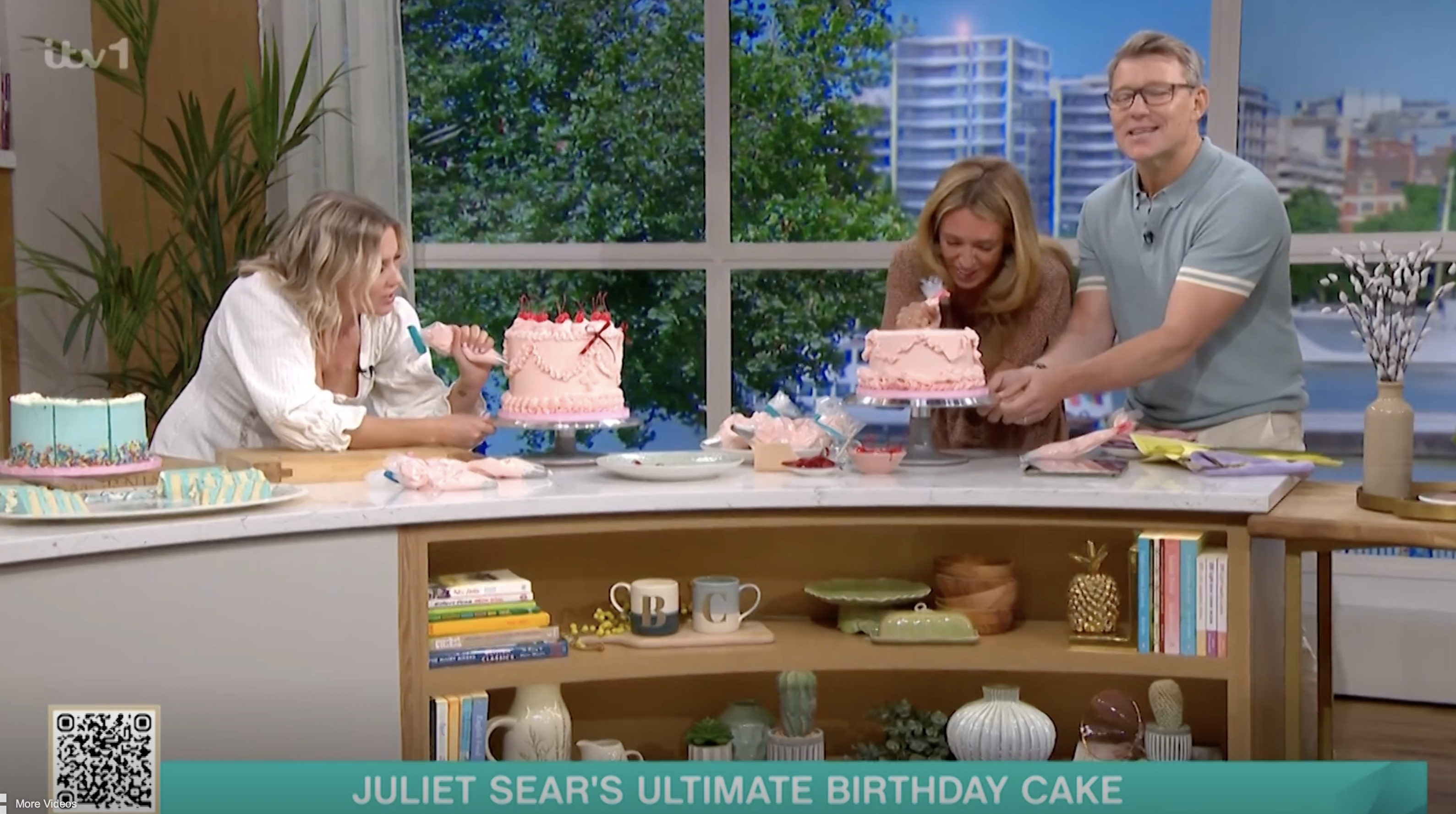 Cat and Ben were taking part in a segment on cake decorating