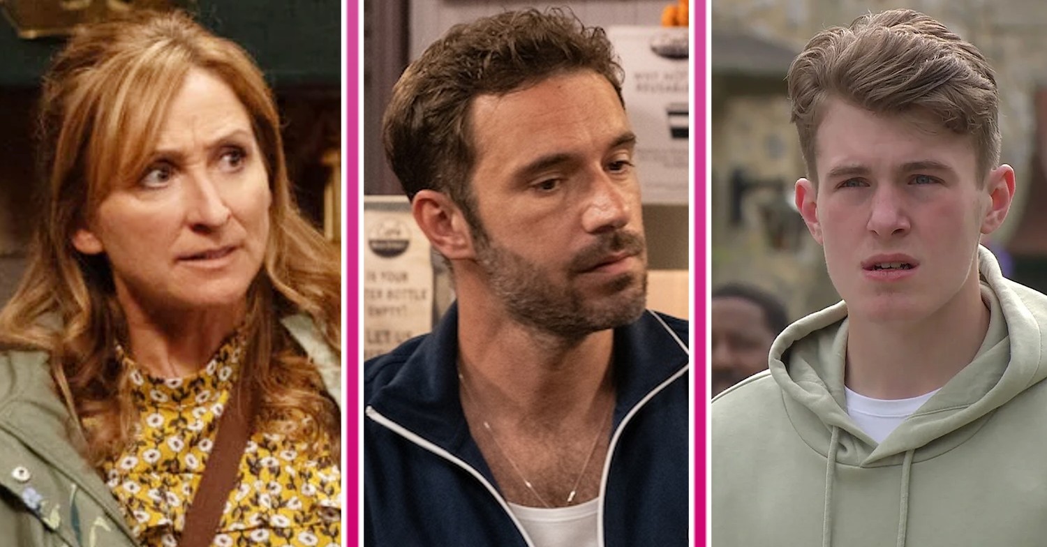 Composite image of Laurel, John and Arthur on Emmerdale (Credit: ITV/Composite: ED!)