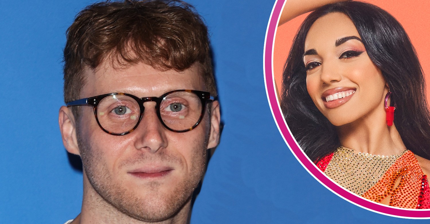 Jamie Borthwick wearing glasses and Strictly partner Michelle inset