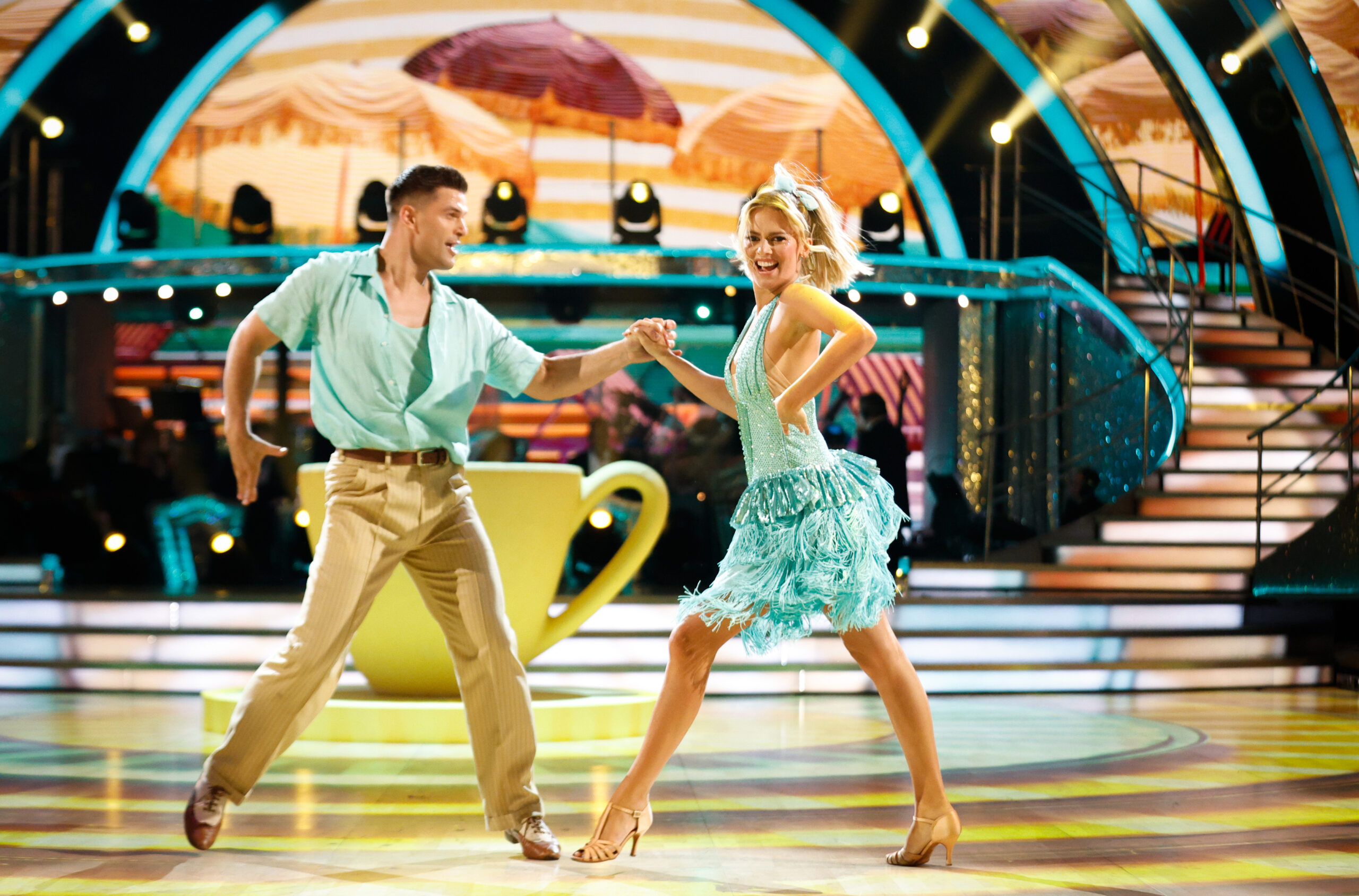 Aljaz Skorjanec and Tasha Ghouri dancing on Strictly Come Dancing