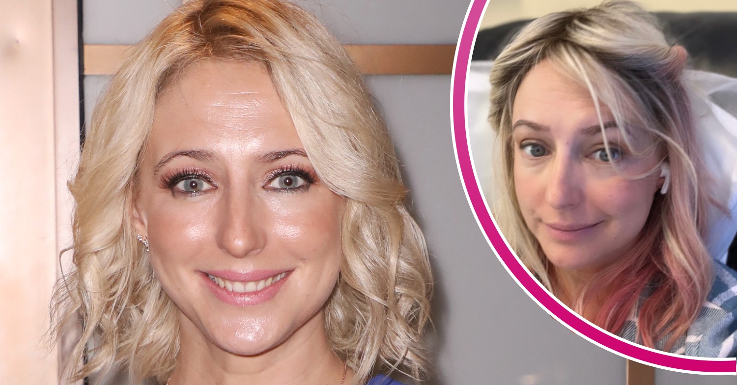 Ali Bastian smiling and inset looking pensive in hospital