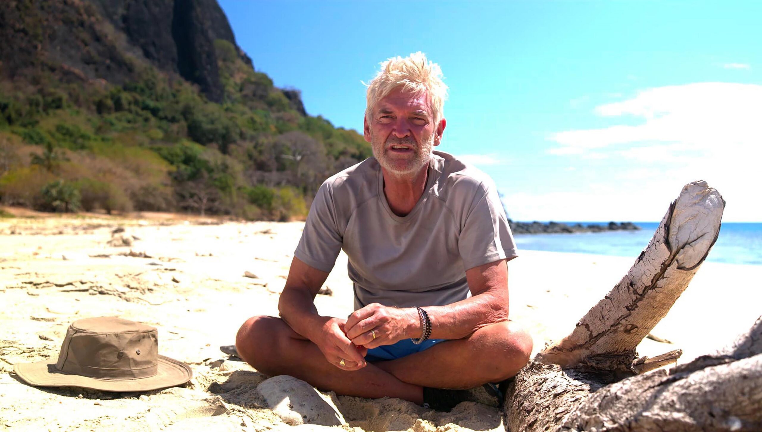 Phillip Schofield sat on an island for Channel 5 show Cast Away