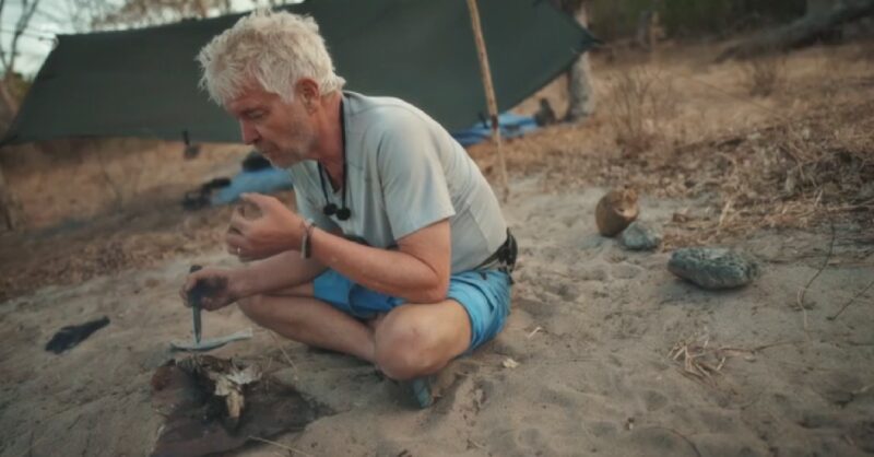 Phillip Schofield eating on Cast Away