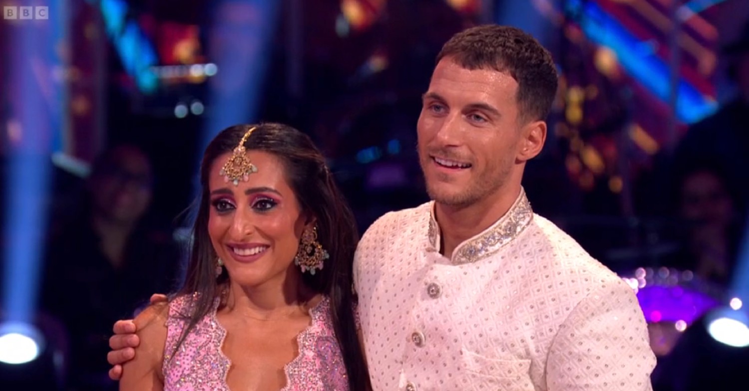 Dr Punam and Gorka smiling on Strictly tonight 