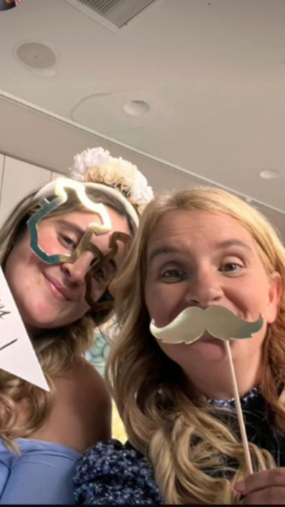 Katie and Sue Radford with party props at Katie's baby shower