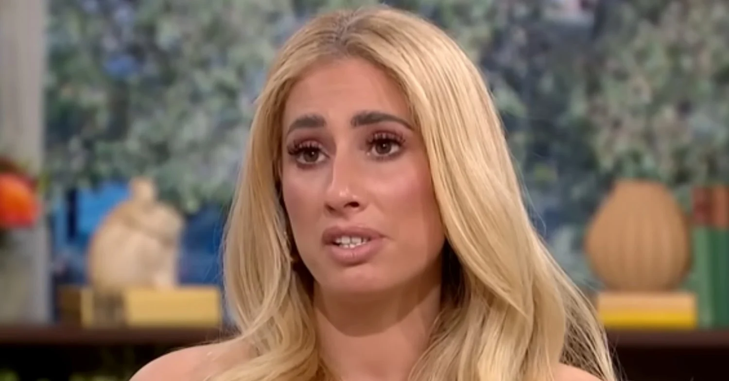 Stacey Solomon speaking on This Morning with worried expression