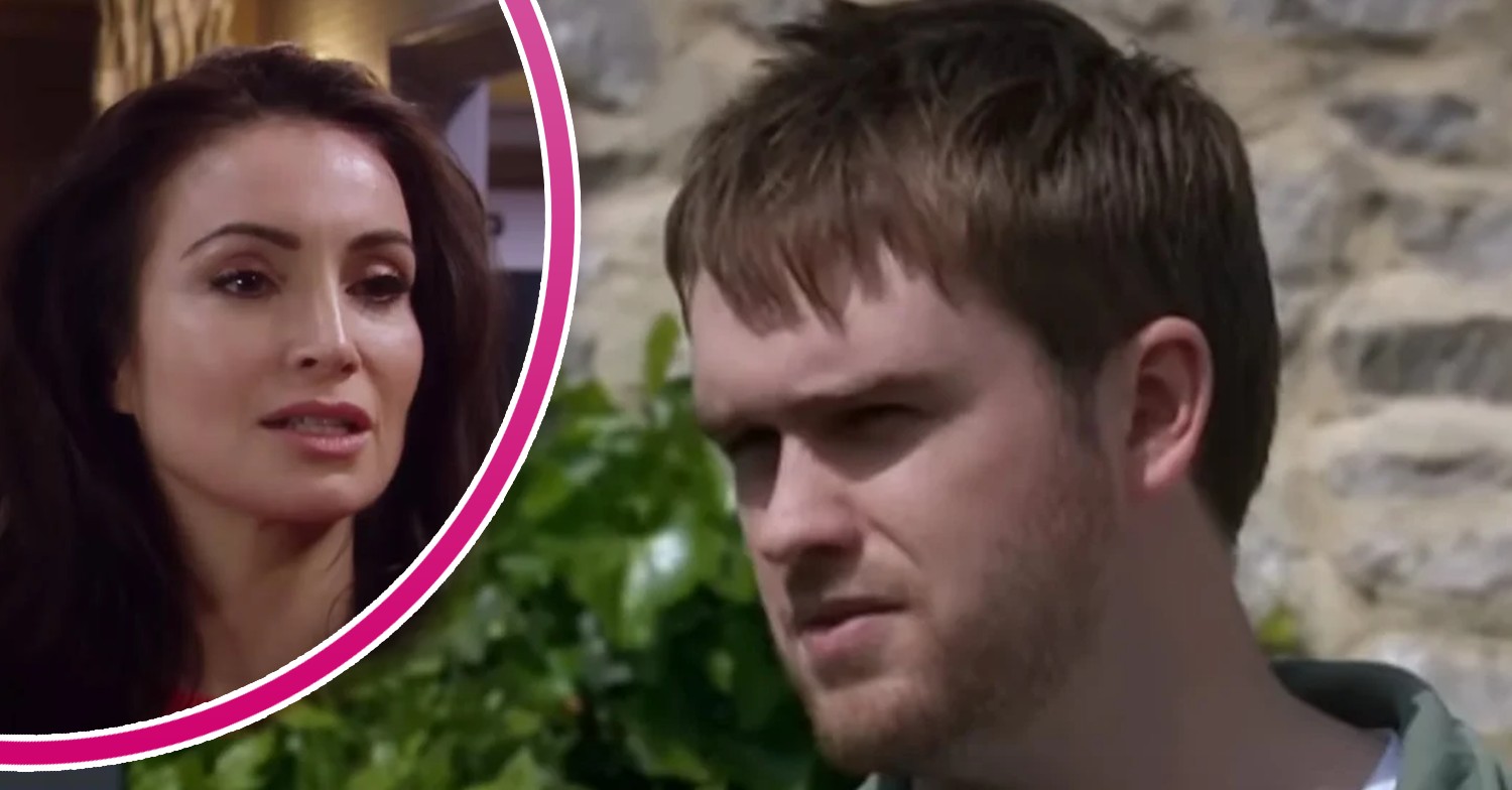 Tom looks at Leyla seriously in Emmerdale