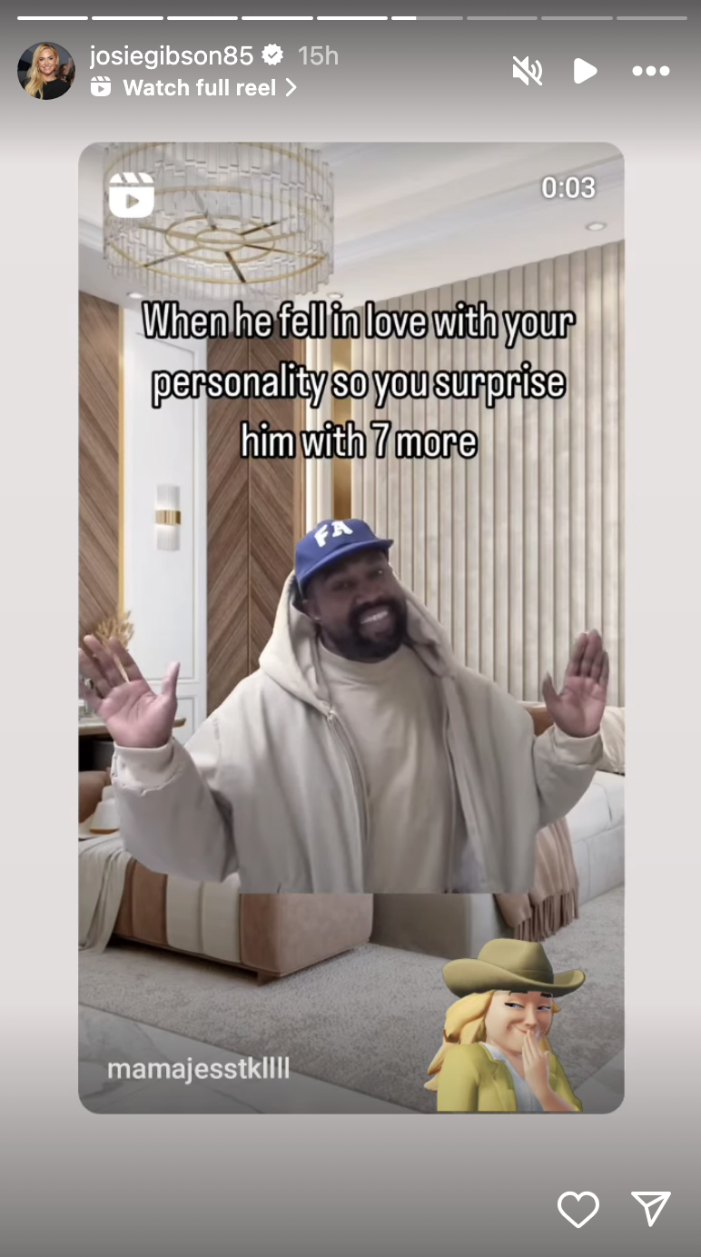 Kanye West Instagram story shared by Josie Gibson