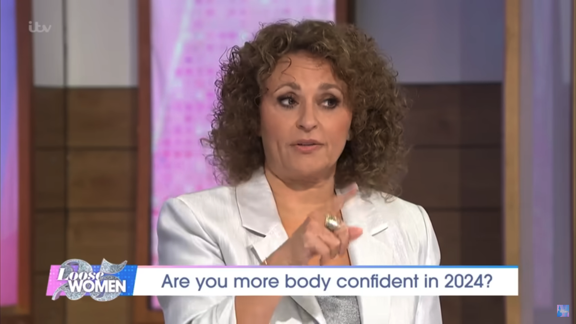 Nadia Sawalha pointing on Loose Women