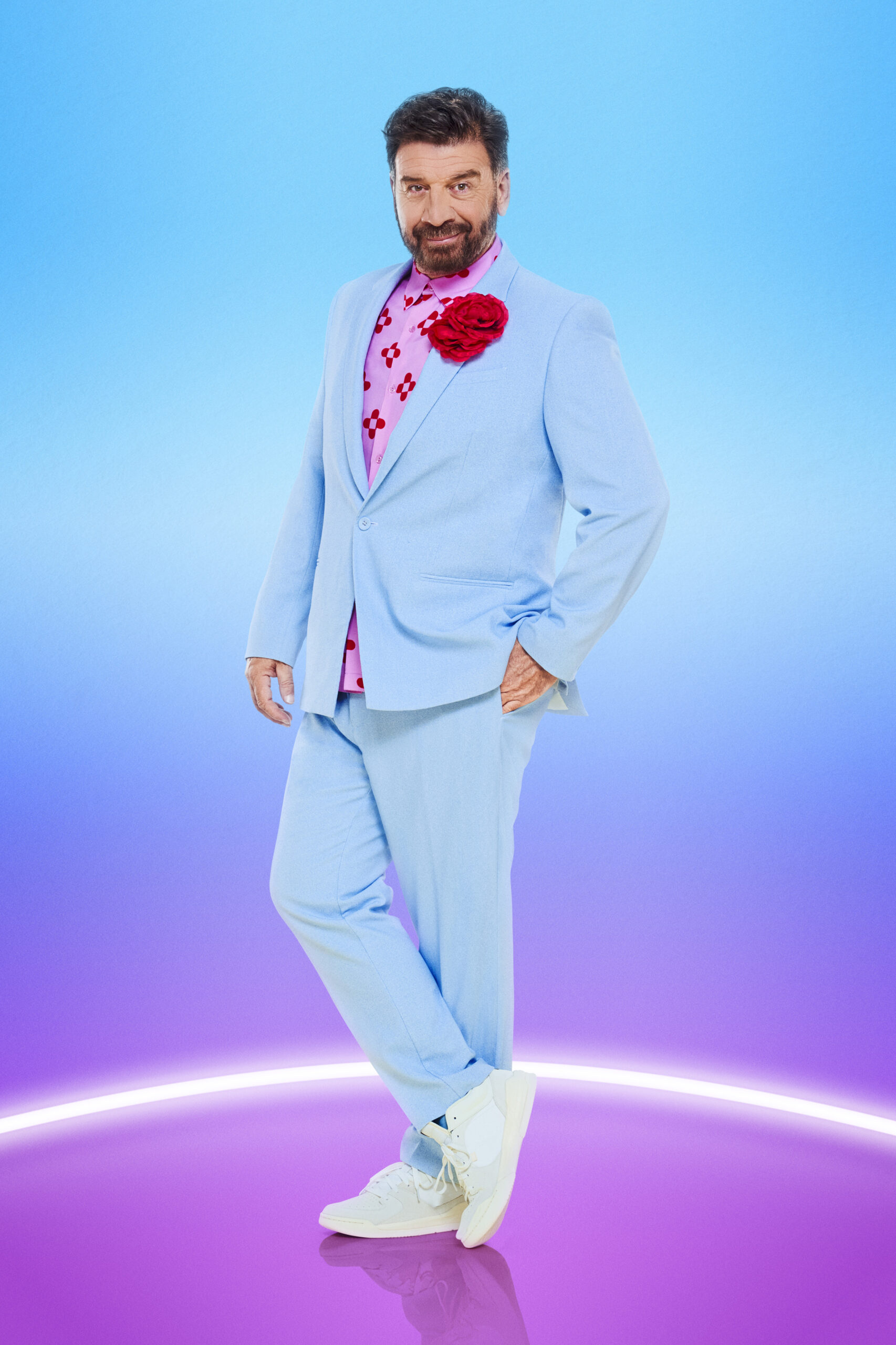 Nick Knowles in his blue suit in his Strictly press shot