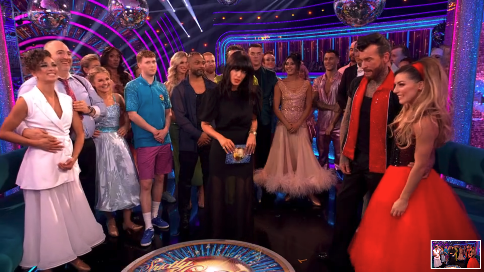 The celebrities and pro dancers upstairs on Strictly Come Dancing